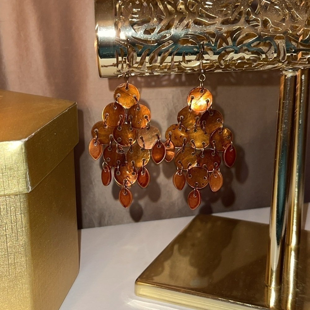Brown / Bronze Chandelier Autumnal Earrings
